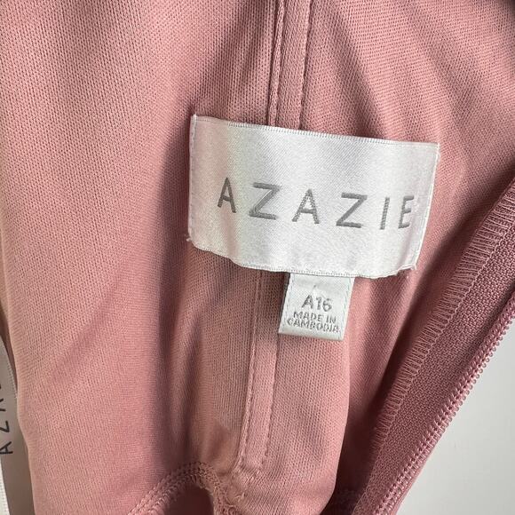 AZAZIE CHARISSA Cedar Rose Sheath Corset Pleated Mesh Stretch Dress - Picture 3 of 9